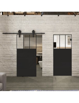 Pendeltür Loft Schwarzlack 29 Auf Klarglas-modernes Zuhause