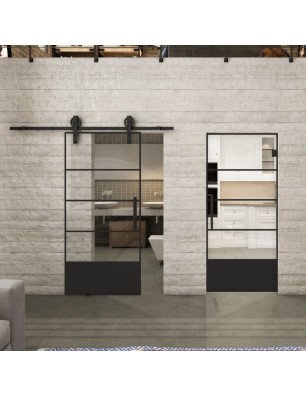 Pendeltür Loft Schwarzlack 31 Auf Klarglas-modernes Zuhause