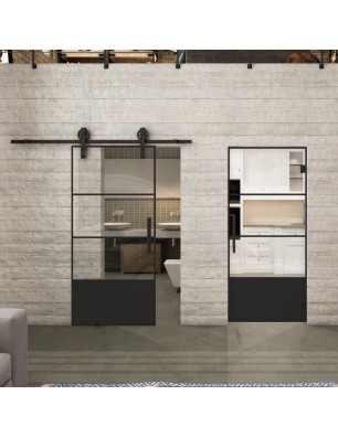 Pendeltür Loft Schwarzlack 32 Auf Klarglas-modernes Zuhause