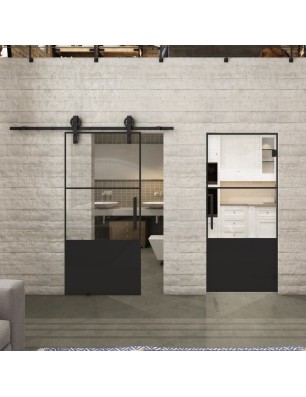 Pendeltür Loft Schwarzlack 33 Auf Klarglas-modernes Zuhause
