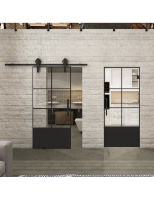 Pendeltür Loft Schwarzlack 35 Auf Klarglas-modernes Zuhause