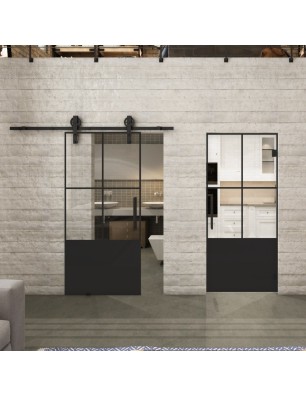Pendeltür Loft Schwarzlack 36 Auf Klarglas-modernes Zuhause