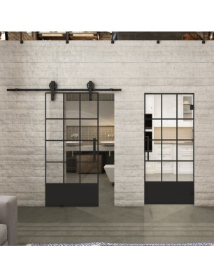 Pendeltür Loft Schwarzlack 37 Auf Klarglas-modernes Zuhause
