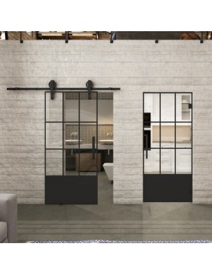 Pendeltür Loft Schwarzlack 38 Auf Klarglas-modernes Zuhause