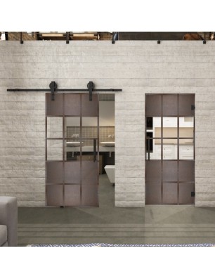 Pendeltür Loft Rosteisen Genietet 31 Auf Klarglas