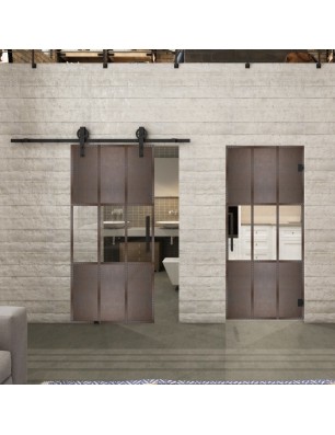 Pendeltür Loft Rosteisen Genietet 33 Auf Klarglas