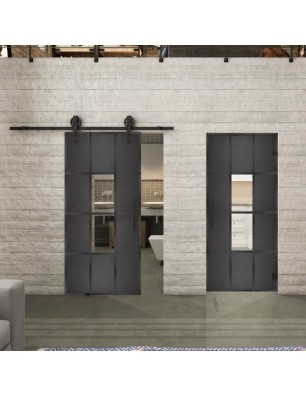 Pendeltür Loft Schwarzeisen Genietet 35 Auf Klarglas