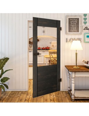 Ganzglastür - Country Schwarz gebeizt Model 12