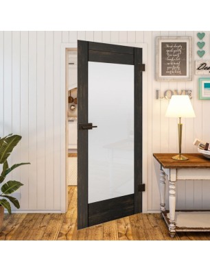 Ganzglastür - Country Schwarz gebeizt Model 13