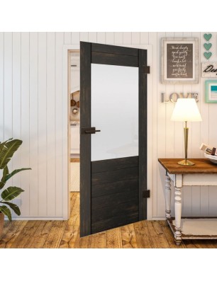 Ganzglastür - Country Schwarz gebeizt Model 14