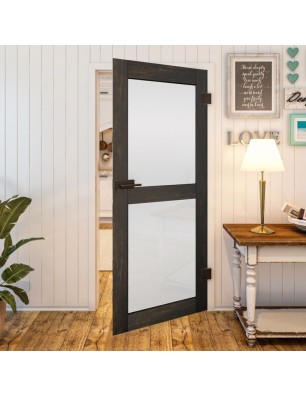 Ganzglastür - Country Schwarz gebeizt Model 24