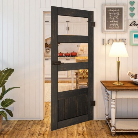 Ganzglastür - Country Schwarz gebeizt Model 32