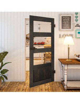 Ganzglastür - Country Schwarz gebeizt Model 32