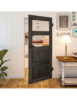 Ganzglastür - Country Schwarz gebeizt Model 33