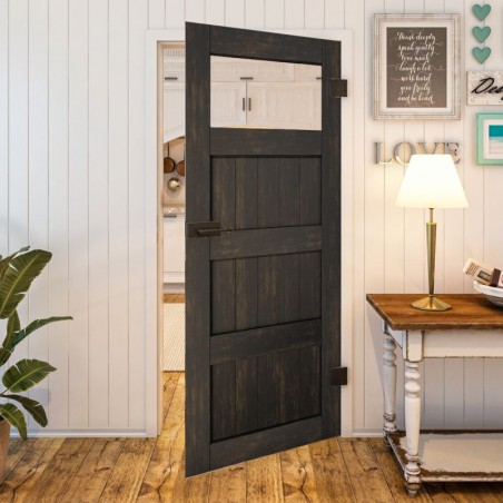 Ganzglastür - Country Schwarz gebeizt Model 34