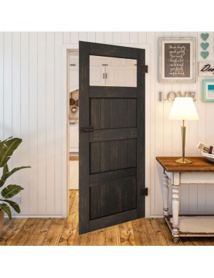 Ganzglastür - Country Schwarz gebeizt Model 34