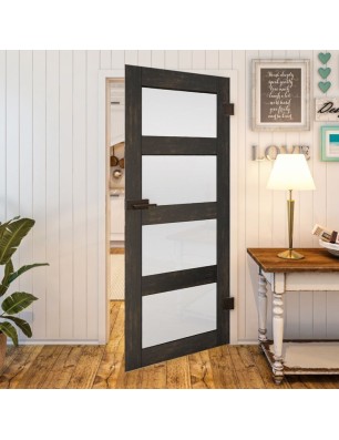 Ganzglastür - Country Schwarz gebeizt Model 35