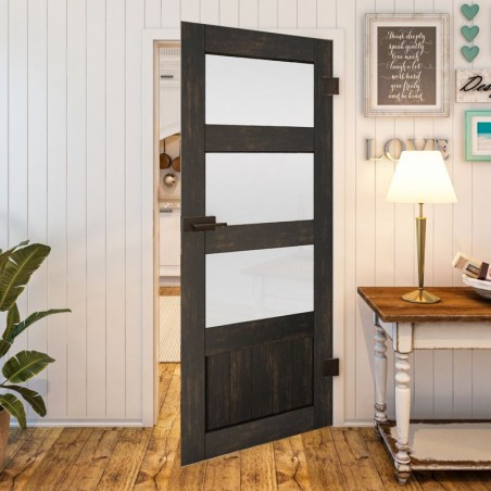 Ganzglastür - Country Schwarz gebeizt Model 36