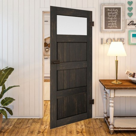 Ganzglastür - Country Schwarz gebeizt Model 38