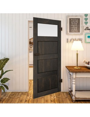 Ganzglastür - Country Schwarz gebeizt Model 38