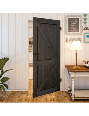 Ganzglastür - Country Schwarz gebeizt Model 40