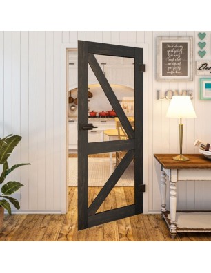 Ganzglastür - Country Schwarz gebeizt Model 41