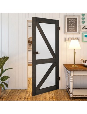 Ganzglastür - Country Schwarz gebeizt Model 43