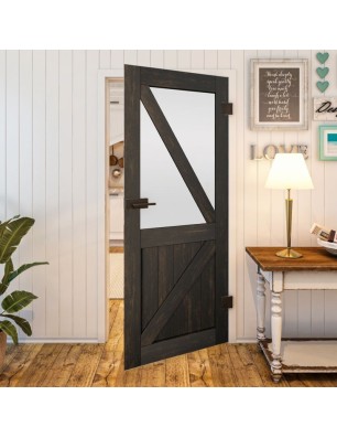 Ganzglastür - Country Schwarz gebeizt Model 44