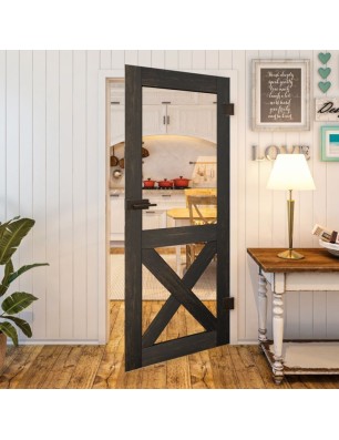 Ganzglastür - Country Schwarz gebeizt Model 51