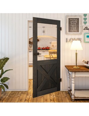 Ganzglastür - Country Schwarz gebeizt Model 52