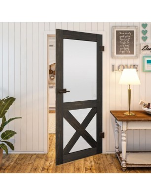 Ganzglastür - Country Schwarz gebeizt Model 53