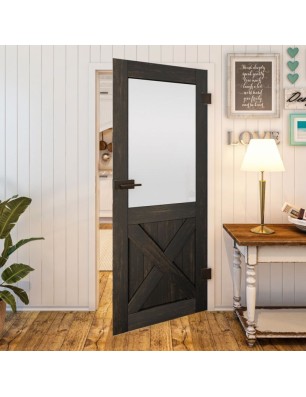 Ganzglastür - Country Schwarz gebeizt Model 54