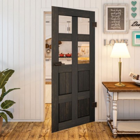 Ganzglastür - Country Schwarz gebeizt Model 62