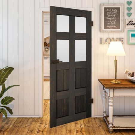 Ganzglastür - Country Schwarz gebeizt Model 65