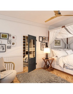 Ganzglastür - Country Schwarz gebeizt Model 12