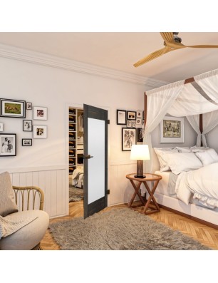 Ganzglastür - Country Schwarz gebeizt Model 13