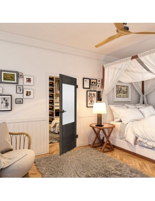 Ganzglastür - Country Schwarz gebeizt Model 14