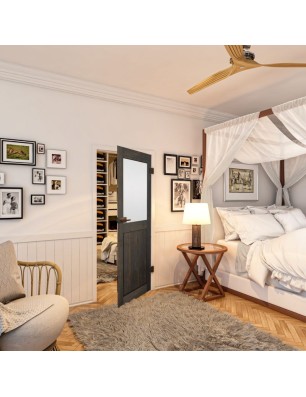 Ganzglastür - Country Schwarz gebeizt Model 23