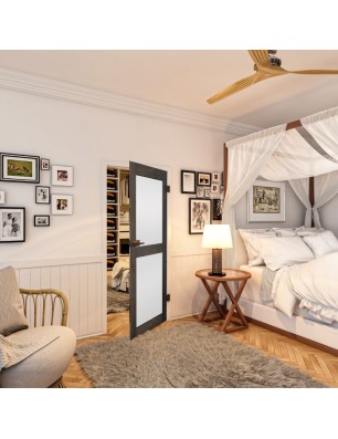 Ganzglastür - Country Schwarz gebeizt Model 24