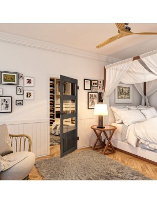 Ganzglastür - Country Schwarz gebeizt Model 32