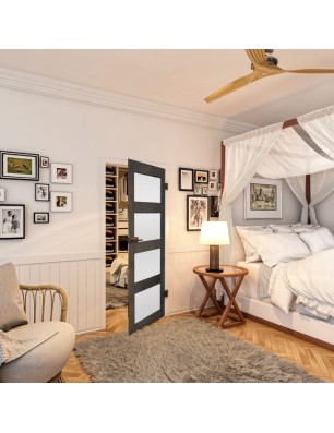 Ganzglastür - Country Schwarz gebeizt Model 35