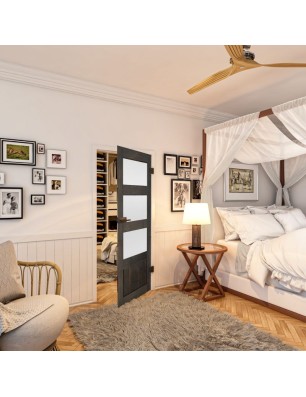 Ganzglastür - Country Schwarz gebeizt Model 36