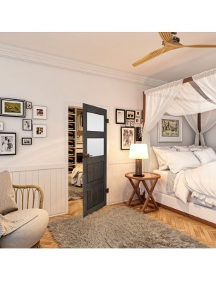 Ganzglastür - Country Schwarz gebeizt Model 37