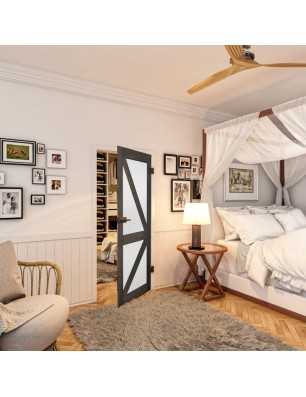 Ganzglastür - Country Schwarz gebeizt Model 43