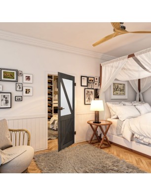 Ganzglastür - Country Schwarz gebeizt Model 44