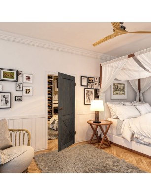 Ganzglastür - Country Schwarz gebeizt Model 50