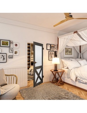 Ganzglastür - Country Schwarz gebeizt Model 53