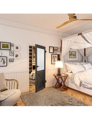 Ganzglastür - Country Schwarz gebeizt Model 54