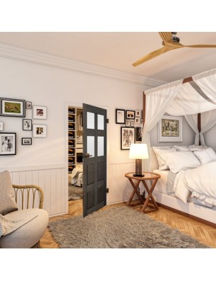 Ganzglastür - Country Schwarz gebeizt Model 65