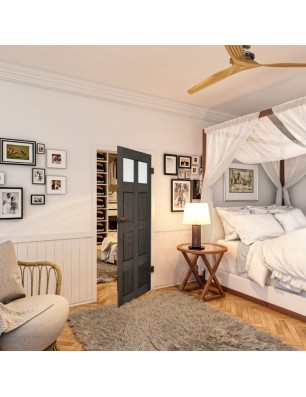 Ganzglastür - Country Schwarz gebeizt Model 66